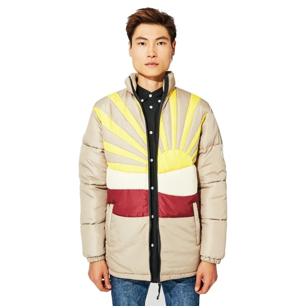 Wesc Beige and Yellow Puffer Jacket